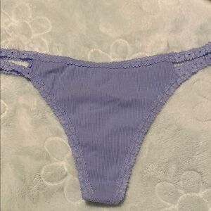 Blue Floral Double Strap Thong